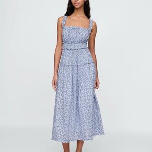 Gap X Doen collection Blue and White Midi Sundress with Square Neck